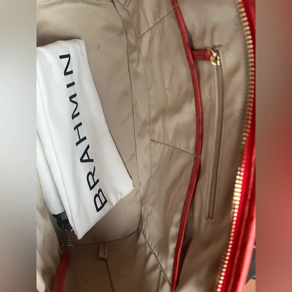 NWT Brahmin SET FLAME ALLOVER OSTRICH Medium Asher & MiNI KAY Wallet